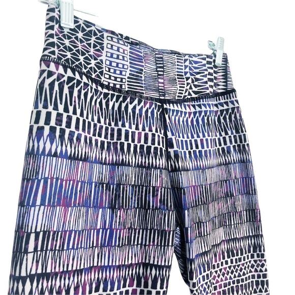 PRANA Roxanne Geometric Stripe Print Athletic Leggings Size M Black Blue Purple - Picture 3 of 7